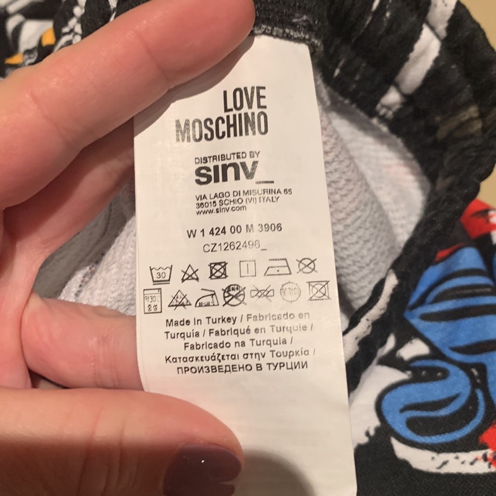 MOSCHINO LOVE GRAFFITI JOGGERS COTTON FABRICATION SIZE US 4 - Picture 9 of 13